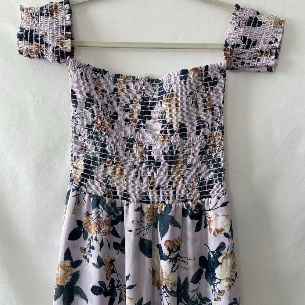 Altar'd State Womens Lavender Off The Shoulder Smocked Floral Maxi Romper Size S - Picture 5 of 11